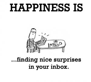happiness if finding nice surprises in your inbox illustration